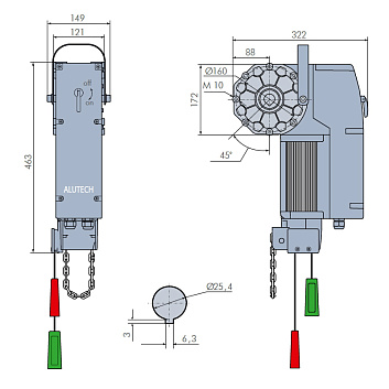 Комплект осевого привода Alutech TR-10024-400KIT, для промышленных ворот_s_
